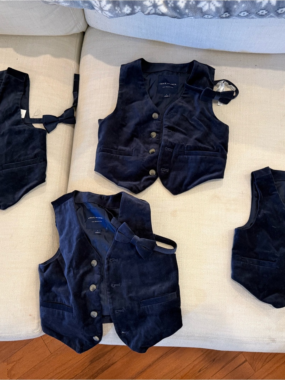 Janie and Jack Blue Velvet Toddler Vest with Matching Bowtie